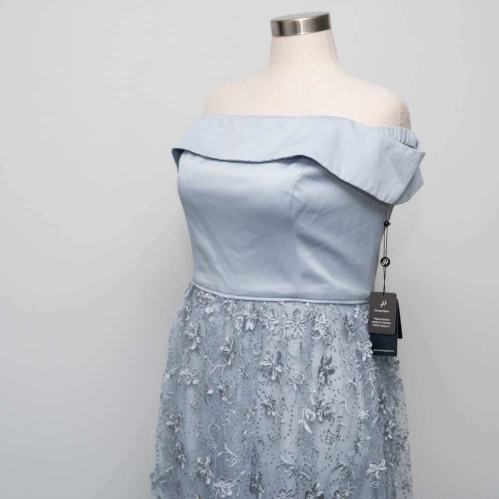 Adrianna Papell - Off Shoulder Floral Embroidered Dress - Picture 11 of 13